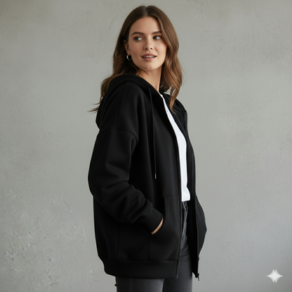 Kurz geschnittener Damen Hoodie mit Reißverschluss