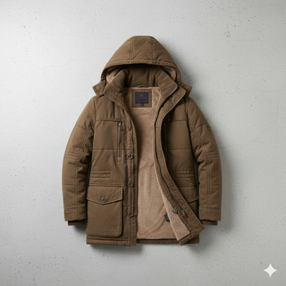 Warmer Herren Wintermantel mit Kapuze | Dick & Funktional