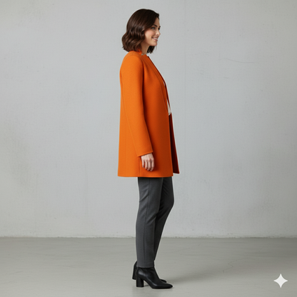 Damen Wollmantel mit Stehkragen | Schmaler Schnitt & Elegant | Herbst/Winter
