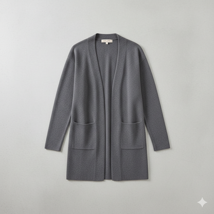Langer Damen Strickjacke mit Taschen | Herbst & Winter | Elegant