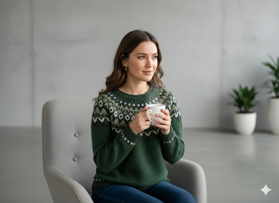 Damen Strickpullover mit Rundhals | Winter | Norweger-Muster