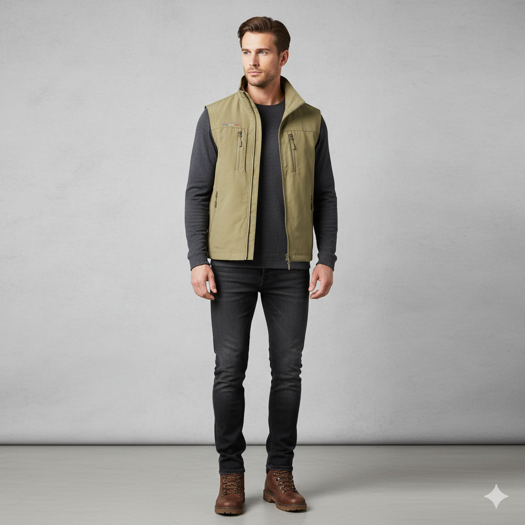 Herren Outdoor Weste mit Taschen | Leicht & Atmungsaktiv | Übergang