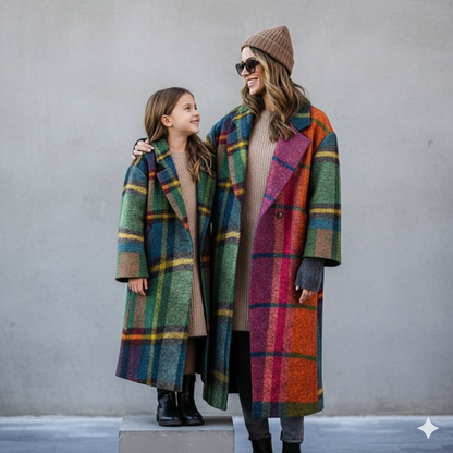 Damen Wollmantel mit Karomuster | Oversize & Warm | Winter