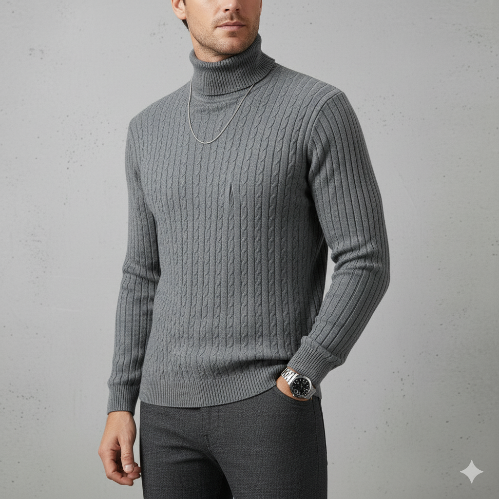 Feiner Herren Strickpullover mit Rollkragen