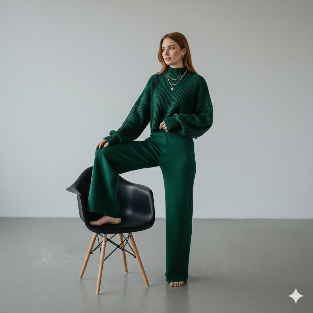 Damen Rollkragen Set mit Langarm | Lässig & Bequem | Winter