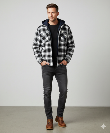 Gepolsterte Herrenjacke mit Karomuster | Warm & Casual Winter