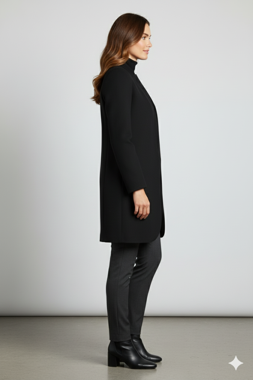 Damen Wollmantel mit Stehkragen | Schmaler Schnitt & Elegant | Herbst/Winter