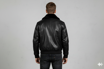 Herren Lederjacke im Retro Air Force Stil | Warm mit Fellkragen