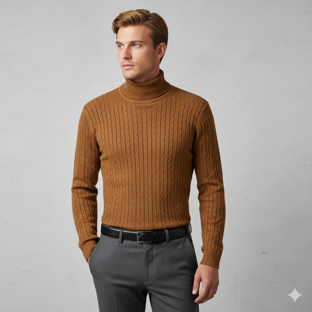 Feiner Herren Strickpullover mit Rollkragen