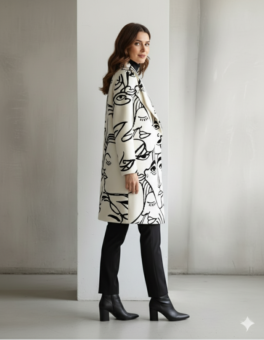 Damen Wollmantel mit Karomuster | Oversize & Warm | Winter