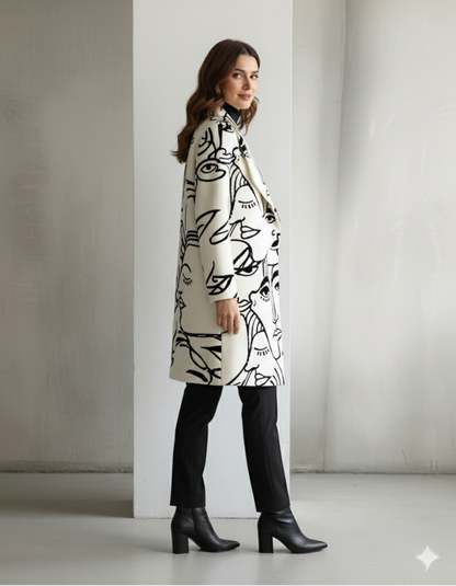 Damen Wollmantel mit Karomuster | Oversize & Warm | Winter
