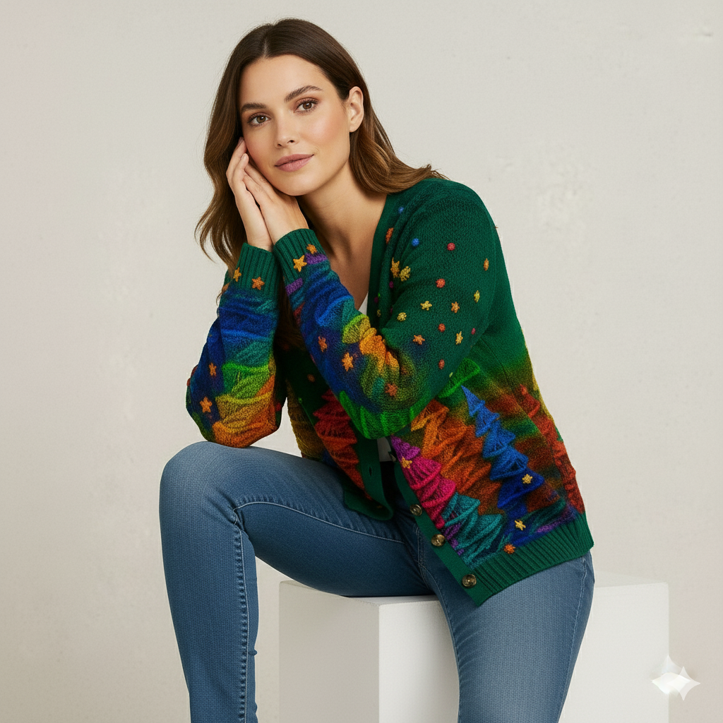 Damen Strickjacke mit abstraktem Print | Herbst/Winter | Stylisch
