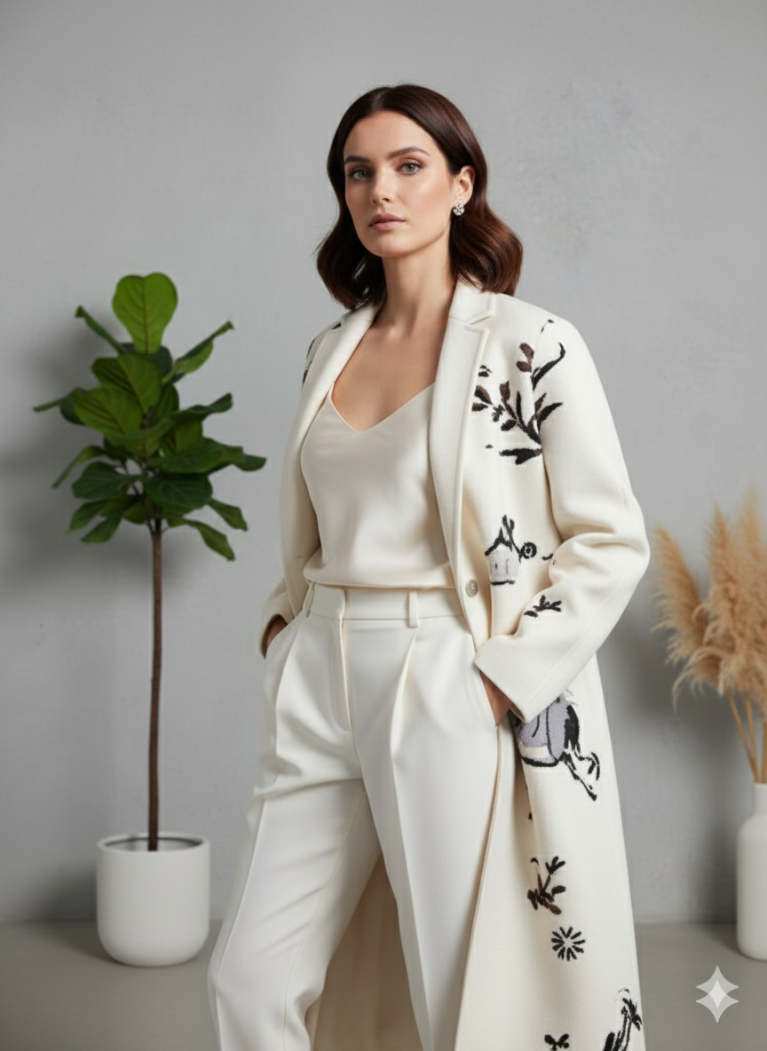 Damen Wollmantel mit Karomuster | Oversize & Warm | Winter