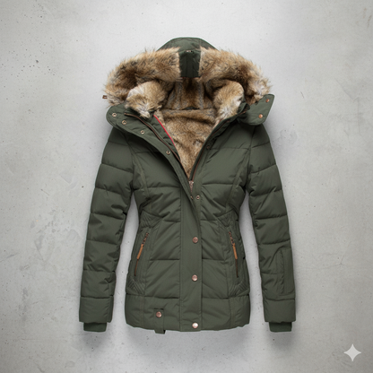 Damen Winterjacke mit Fellkapuze | Warm & Figurbetont