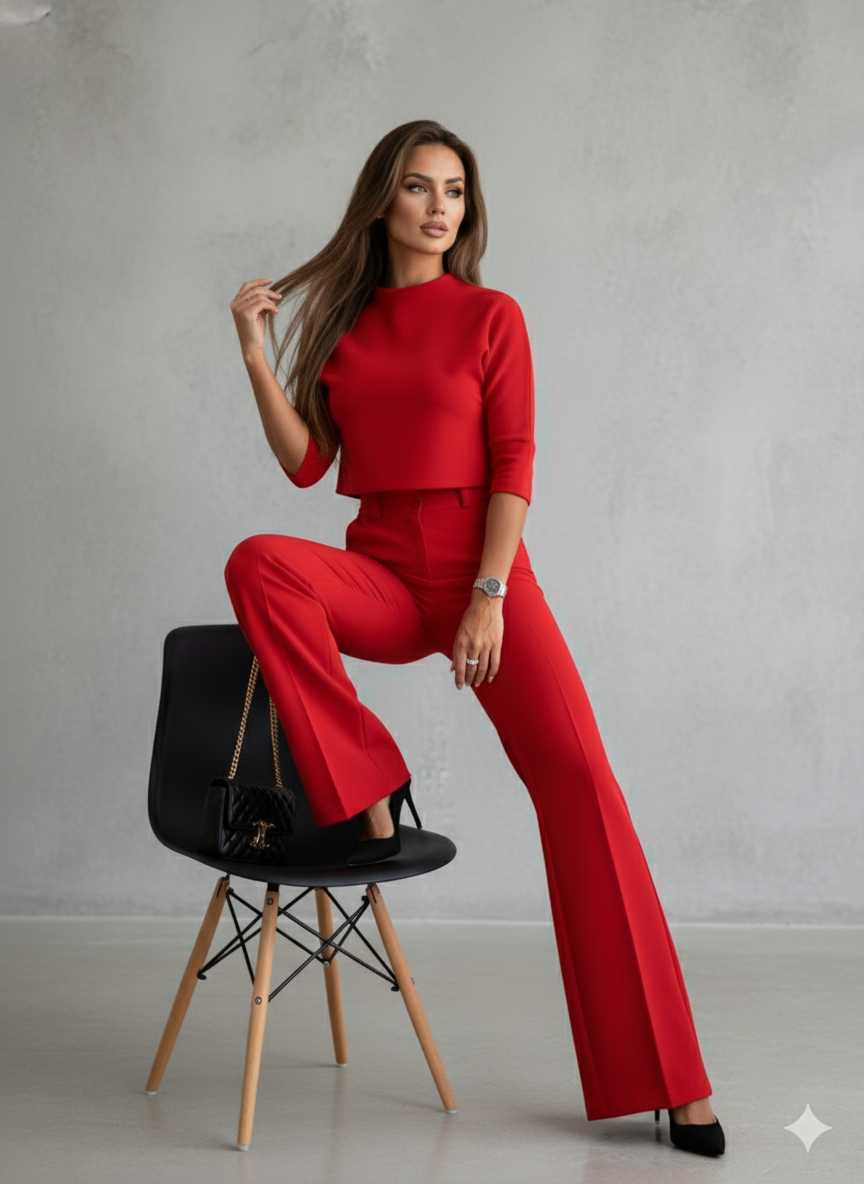 Kurzes Oberteil & High Waist Hose | Weit & Elegant