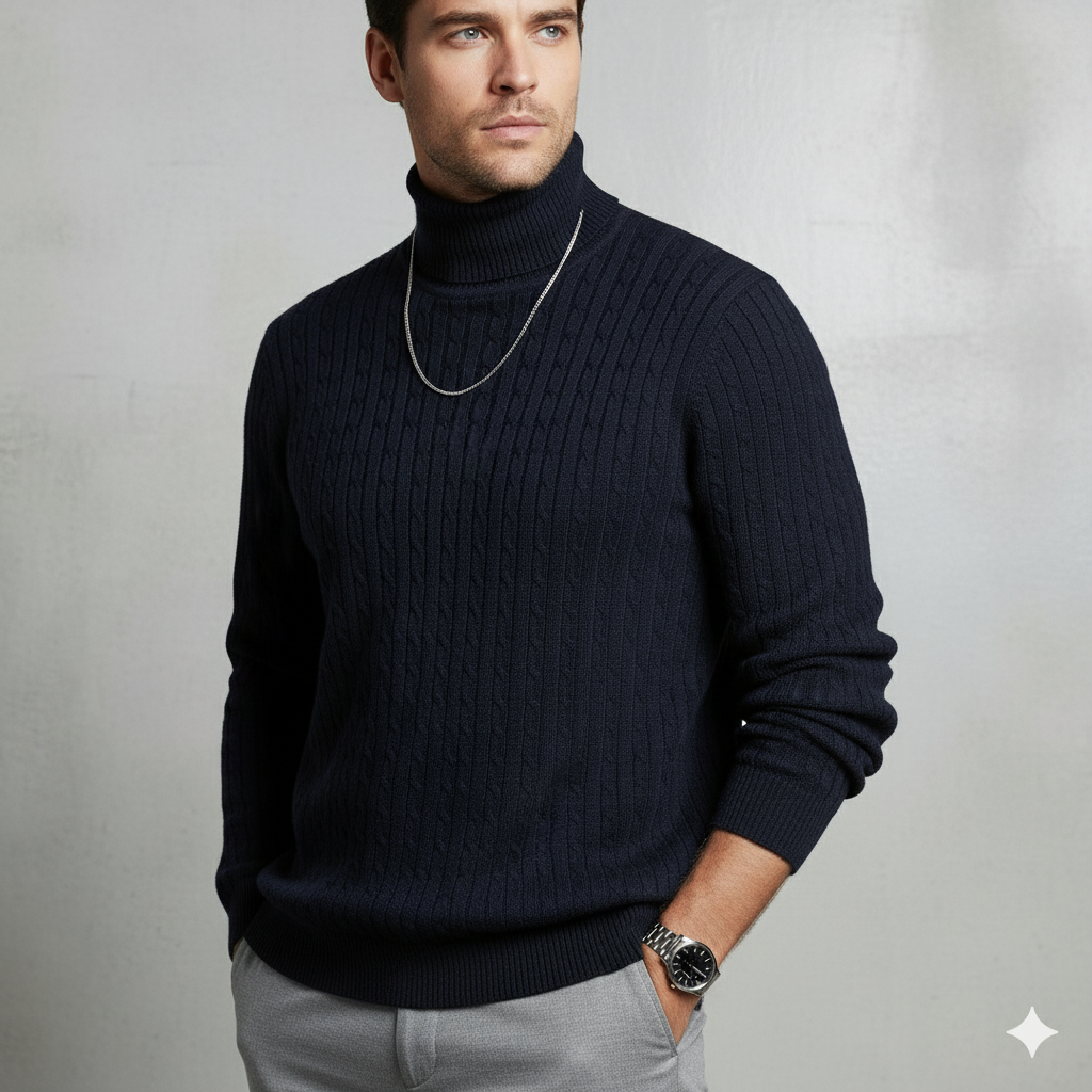 Herren Strickpullover mit Rollkragen | Slim Fit | Winter