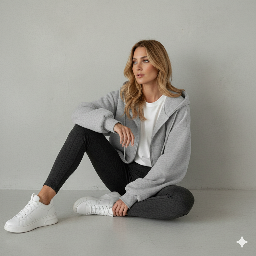 Kurz geschnittener Damen Hoodie mit Reißverschluss