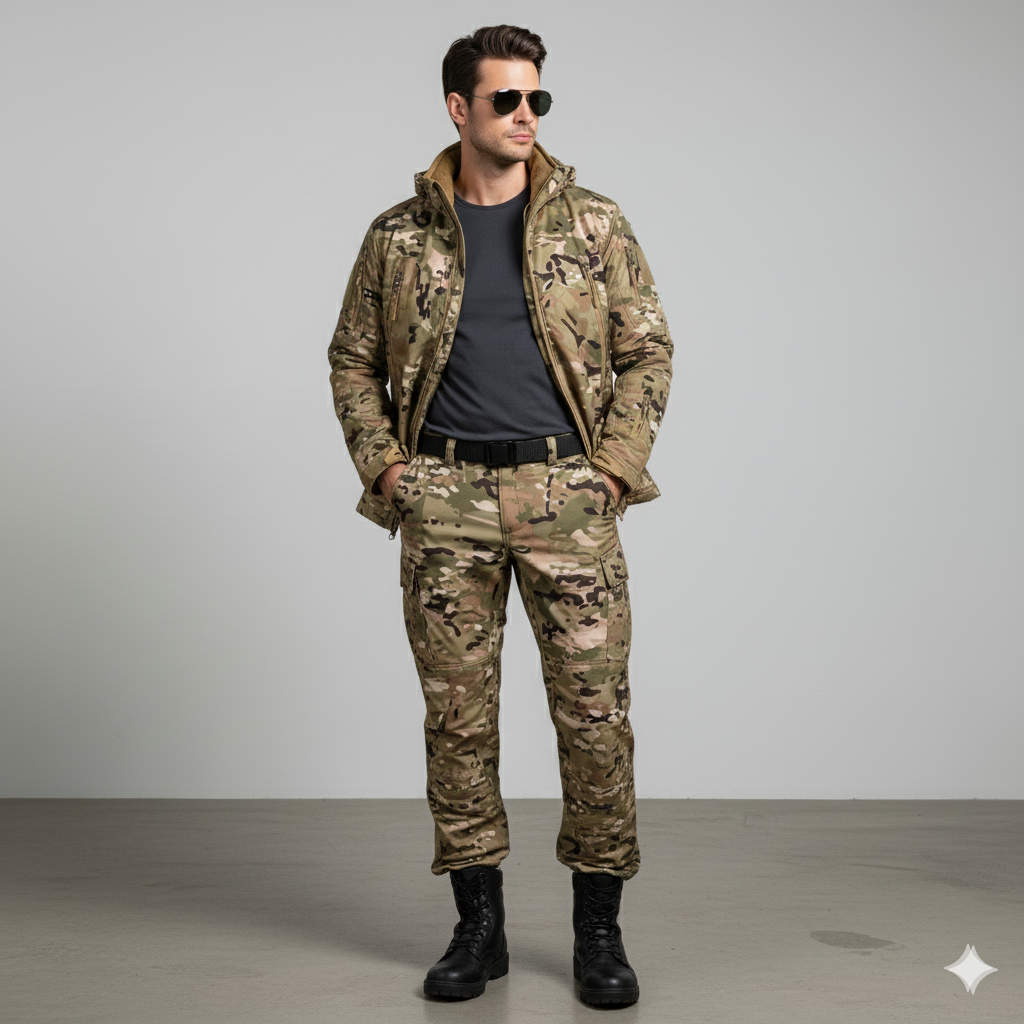 Herren Outdoor Taktikanzug mit Kapuze | Wasserabweisend & Winter