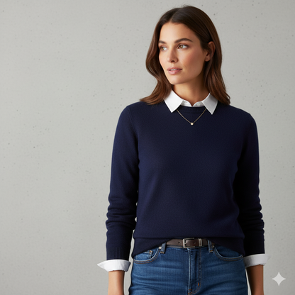 Kuscheliger Damen Strickpullover mit Rundhalsausschnitt | Winter | Elegant