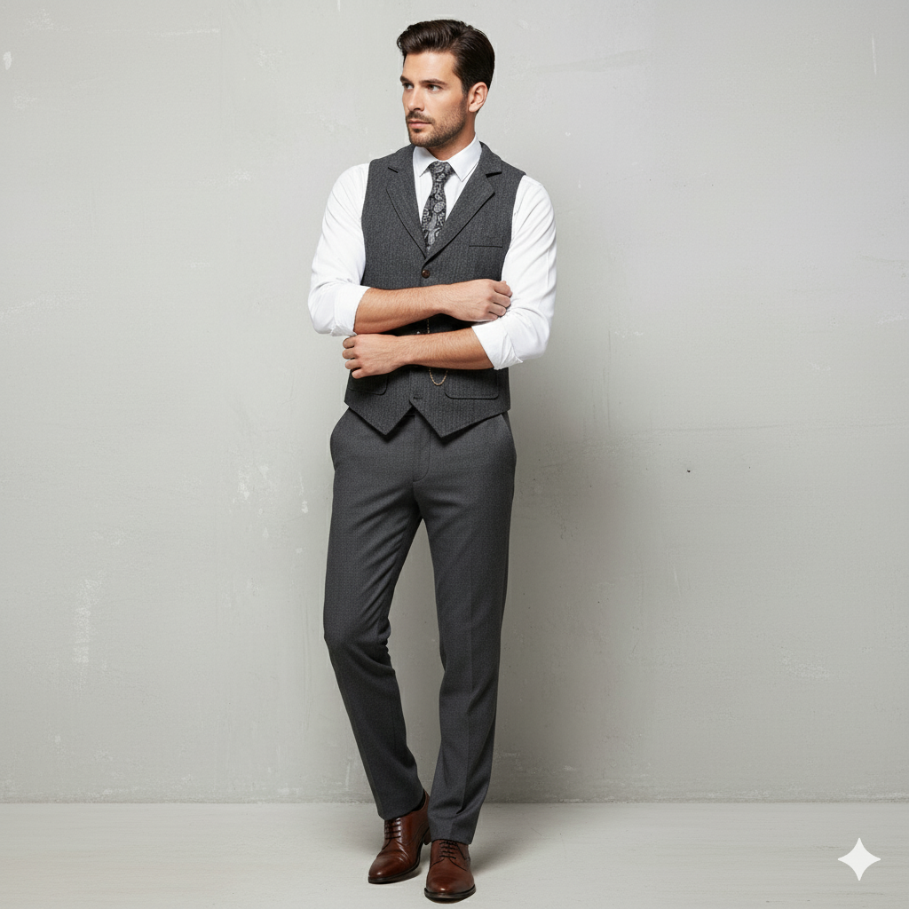 Herren Weste mit Fischgrätenmuster | Elegant & Modern | Herbst/Winter