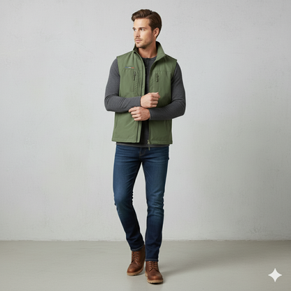 Herren Outdoor Weste mit Taschen | Leicht & Atmungsaktiv | Übergang