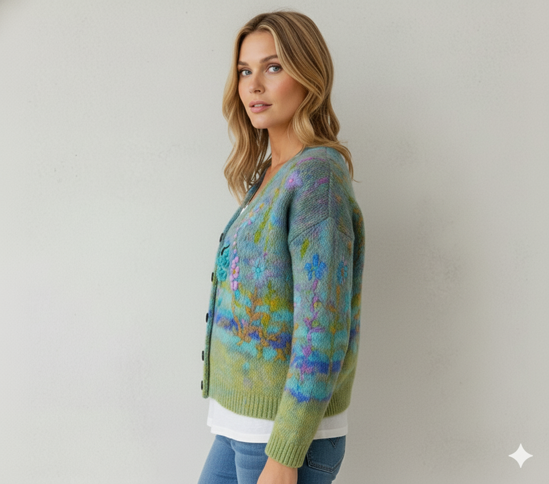 Damen Strickjacke mit abstraktem Print | Herbst/Winter | Stylisch