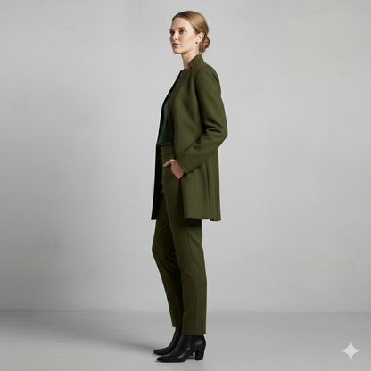 Damen Wollmantel mit Stehkragen | Schmaler Schnitt & Elegant | Herbst/Winter