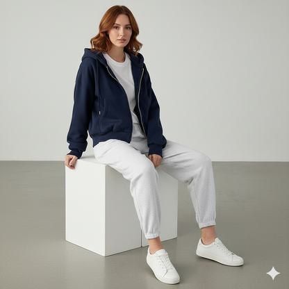 Kurz geschnittener Damen Hoodie mit Reißverschluss