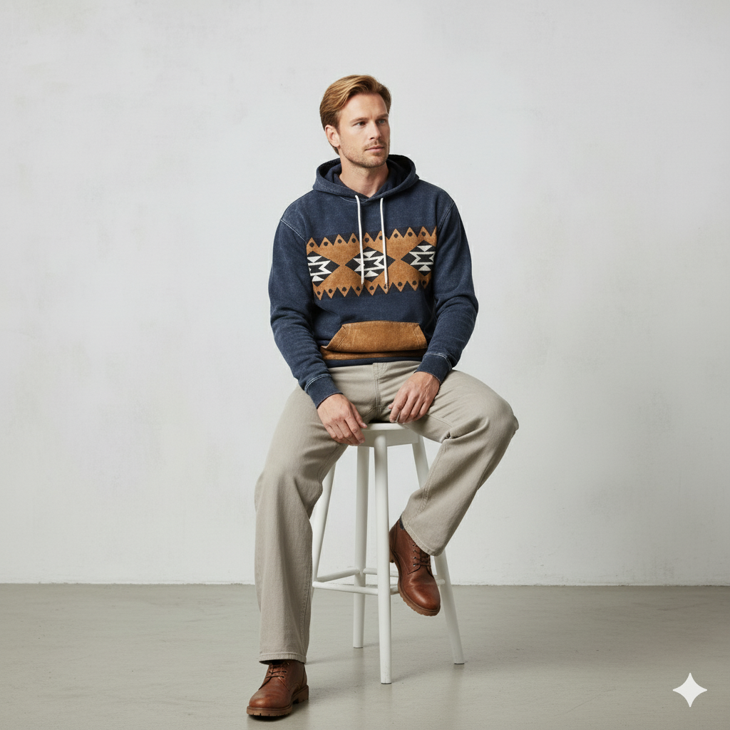 Herren Hoodie mit Muster | Lässig & Warm | Herbst/Winter