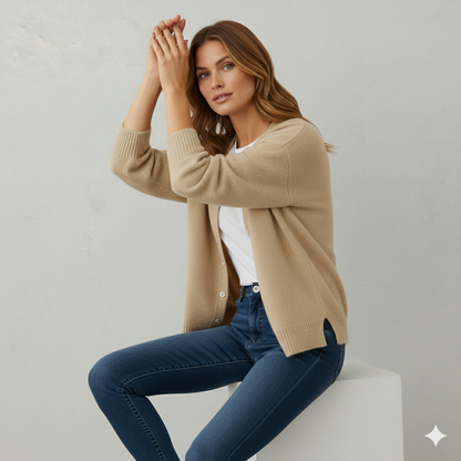 Kuscheliger Damen Strickjacke mit Knopfleiste | Herbst Winter