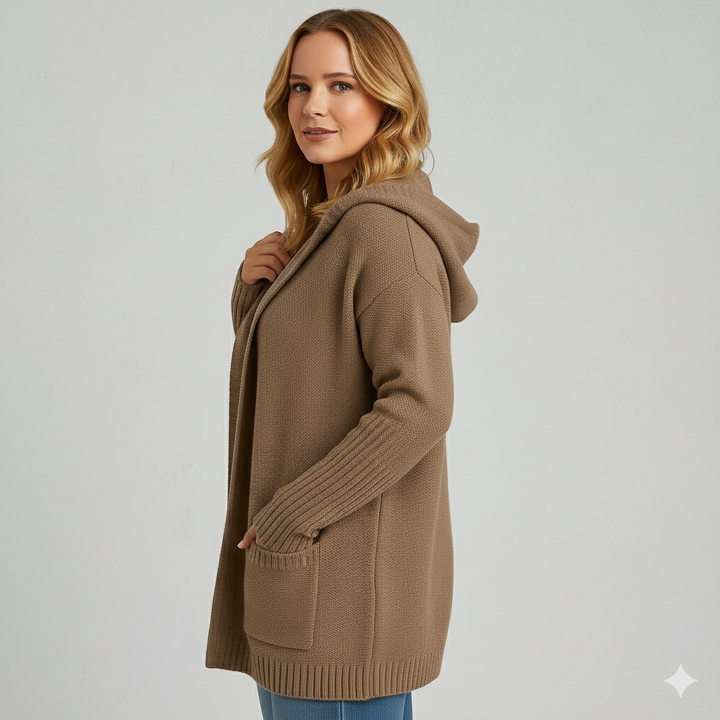 Damen Strickjacke mit Kapuze | Lässig & Übergang