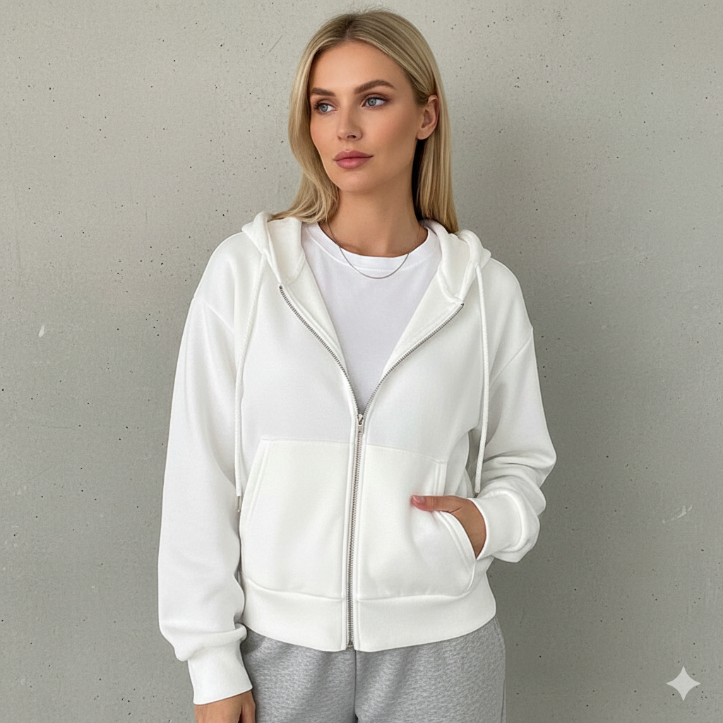 Kurz geschnittener Damen Hoodie mit Reißverschluss