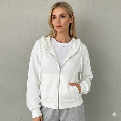 Kurz geschnittener Damen Hoodie mit Reißverschluss