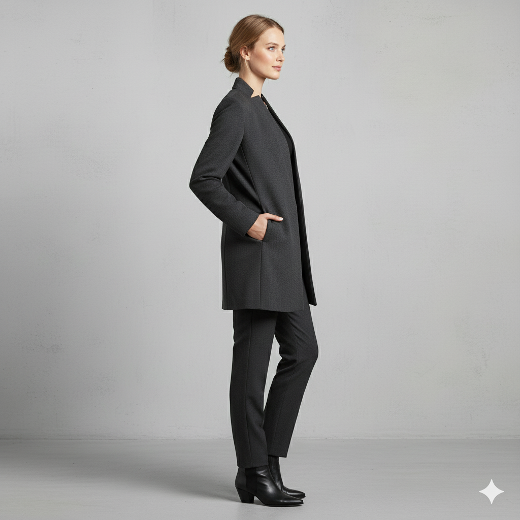 Damen Wollmantel mit Stehkragen | Schmaler Schnitt & Elegant | Herbst/Winter