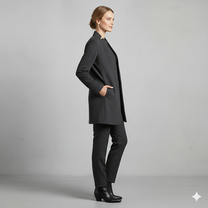 Damen Wollmantel mit Stehkragen | Schmaler Schnitt & Elegant | Herbst/Winter