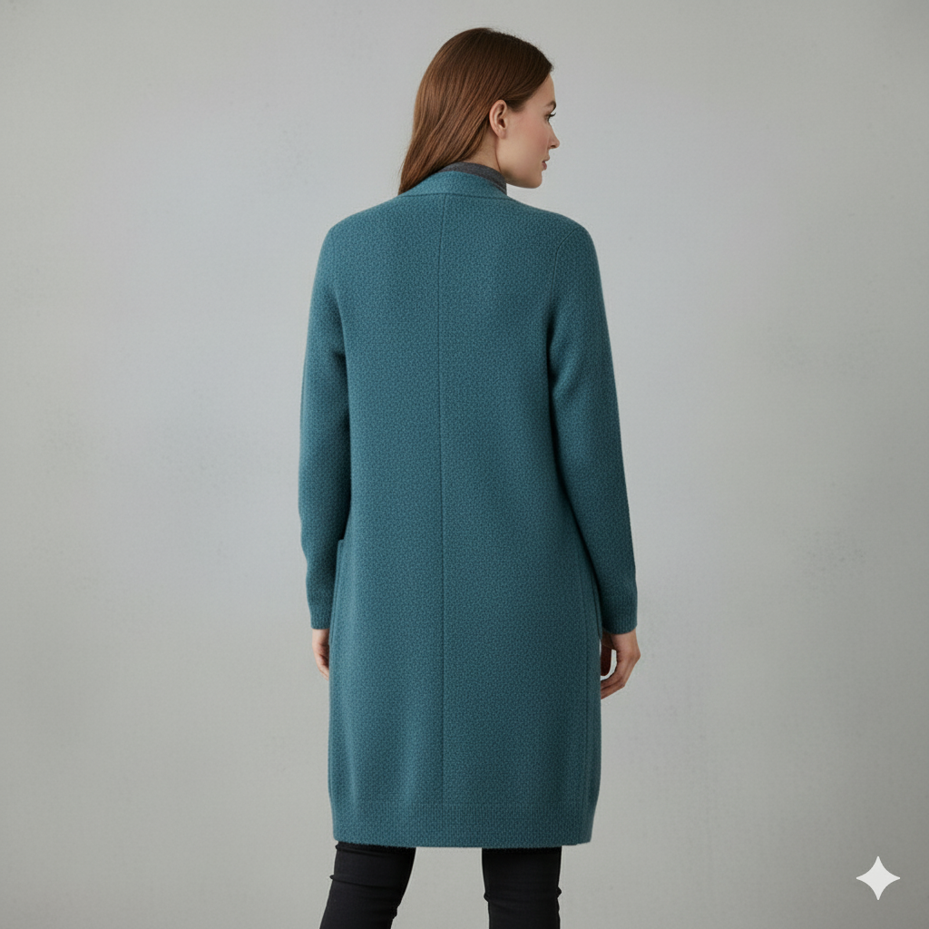 Langer Damen Strickjacke mit Taschen | Herbst & Winter | Elegant