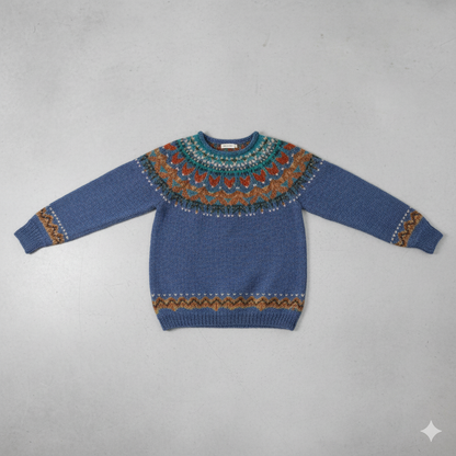 Damen Strickpullover mit Rundhals | Winter | Norweger-Muster
