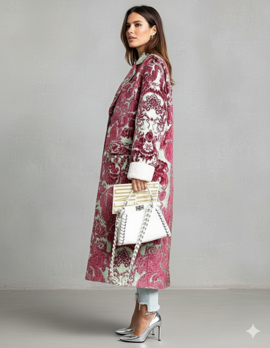 Damen Wollmantel mit Karomuster | Oversize & Warm | Winter