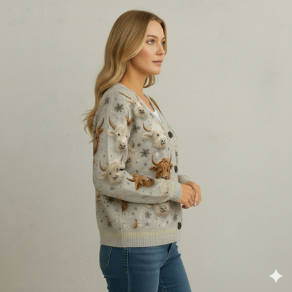 Damen Strickjacke mit abstraktem Print | Herbst/Winter | Stylisch
