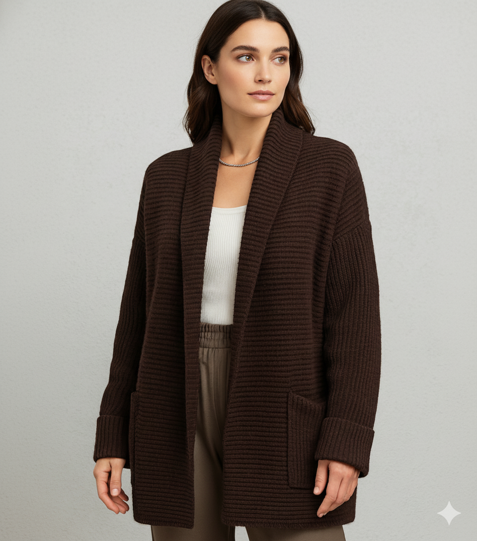 Damen Strickjacke mit Reverskragen | Warm & Lässig Winter