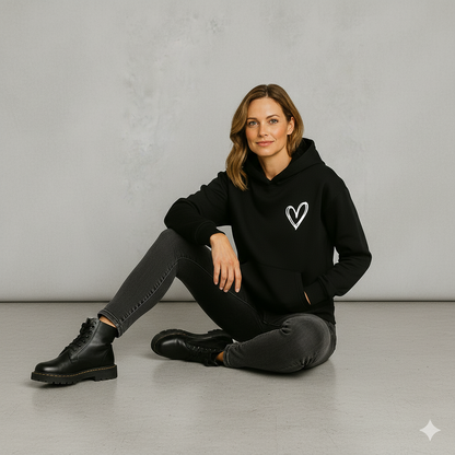 Damen Hoodie mit Herz Print | Lässig & Bequem