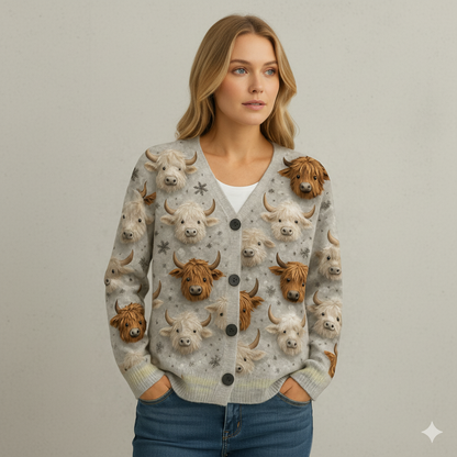Damen Strickjacke mit abstraktem Print | Herbst/Winter | Stylisch