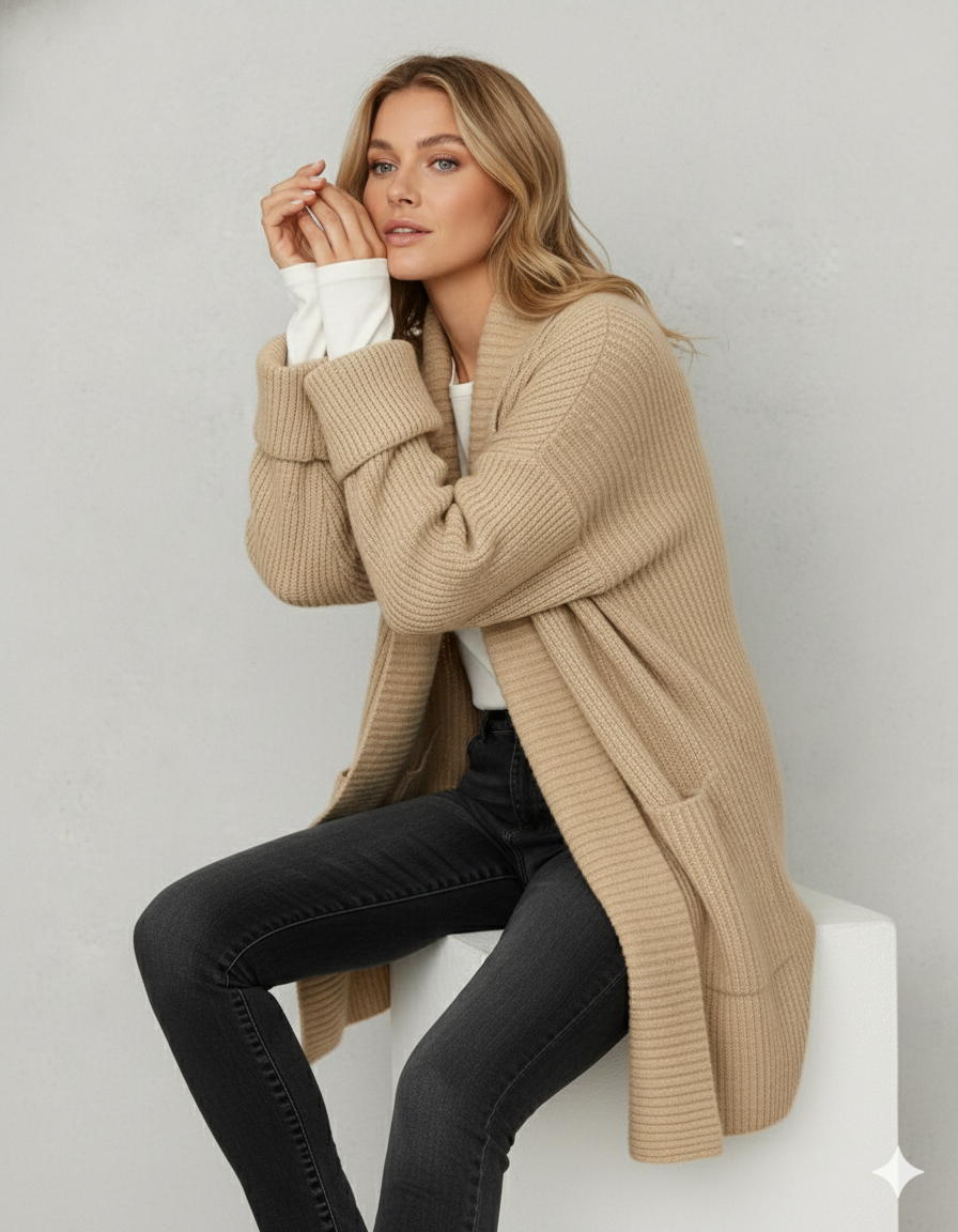 Damen Strickjacke mit Reverskragen | Warm & Lässig Winter