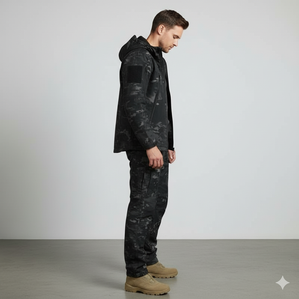 Herren Outdoor Taktikanzug mit Kapuze | Wasserabweisend & Winter