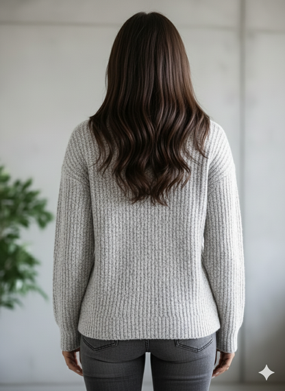 Kuscheliger Damen Strickpullover mit Reißverschluss | Winter