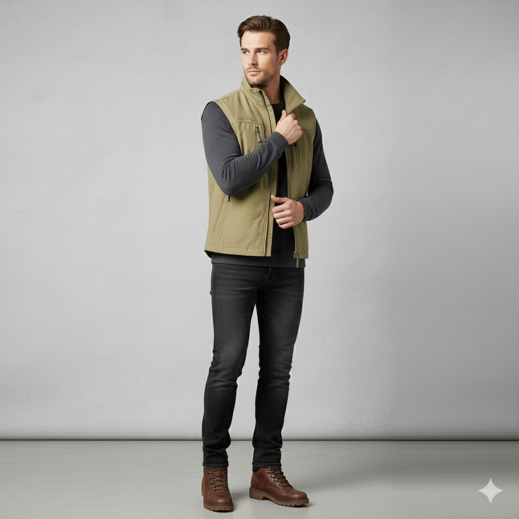 Herren Outdoor Weste mit Taschen | Leicht & Atmungsaktiv | Übergang