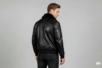 Herren Lederjacke im Retro Air Force Stil | Warm mit Fellkragen