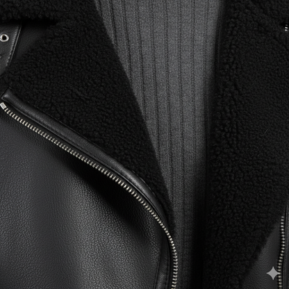 Damen Jacke mit Kunstfellkragen | Biker Style & Warm | Winter