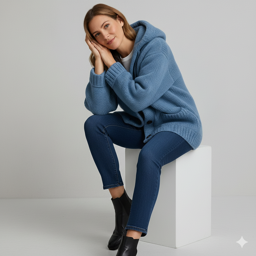 Kuscheliger Damen Strickjacke mit Kapuze | Warm für Herbst/Winter
