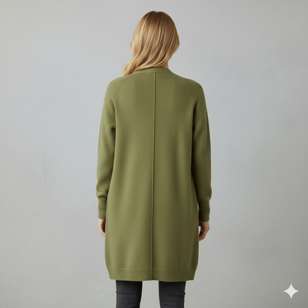 Langer Damen Strickjacke mit Taschen | Herbst & Winter | Elegant